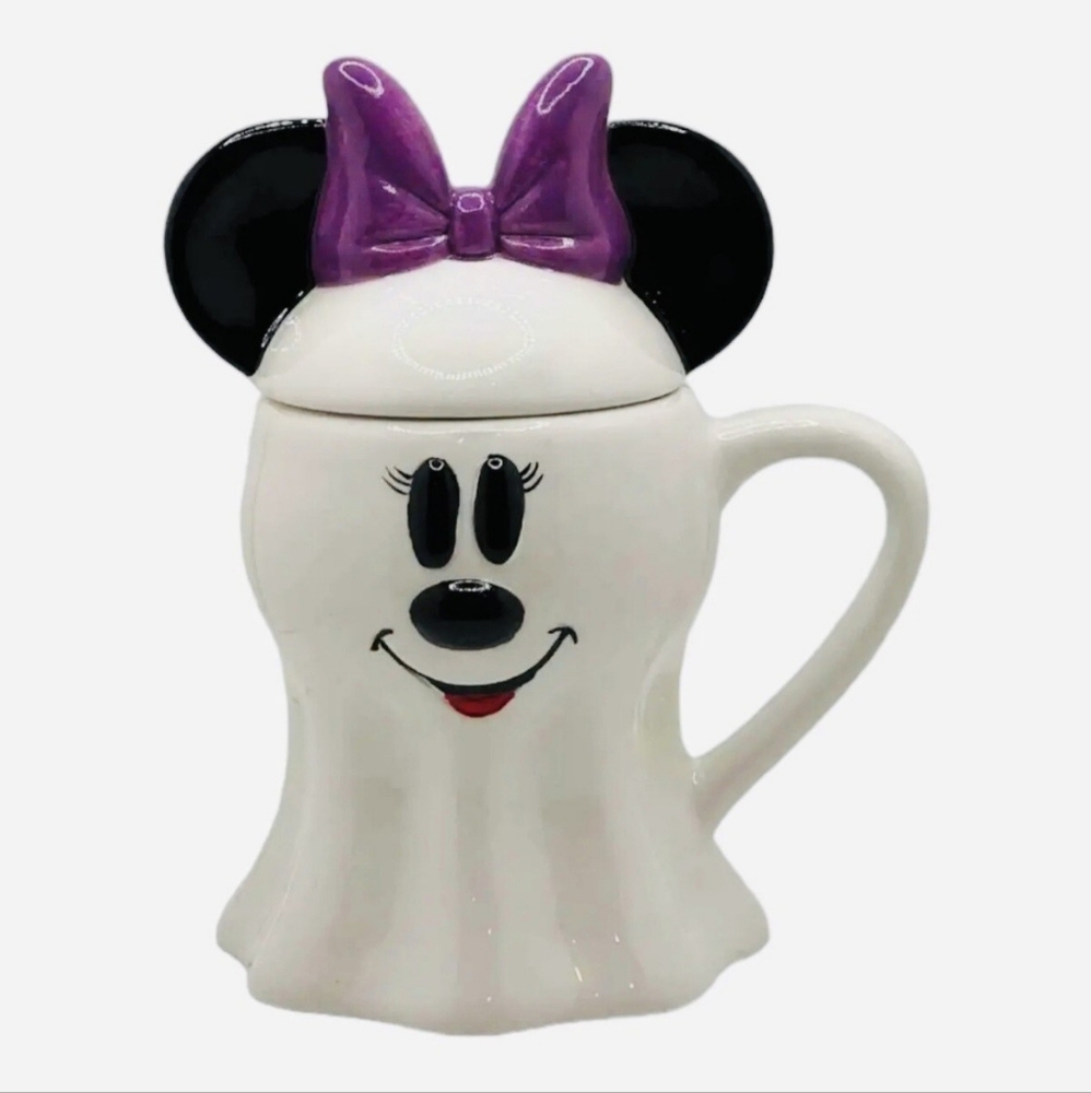 Disney Minnie Mouse Figural Ghost Halloween Limited Edition Mug And Lid NWT